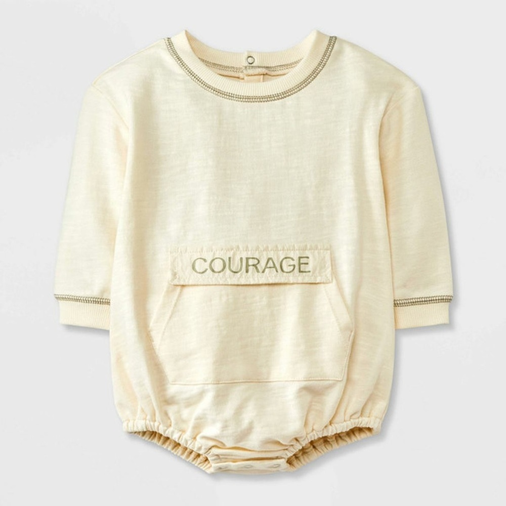 Grayson Mini baby boys kanga bubble romper off white One Piece Courage Pocket